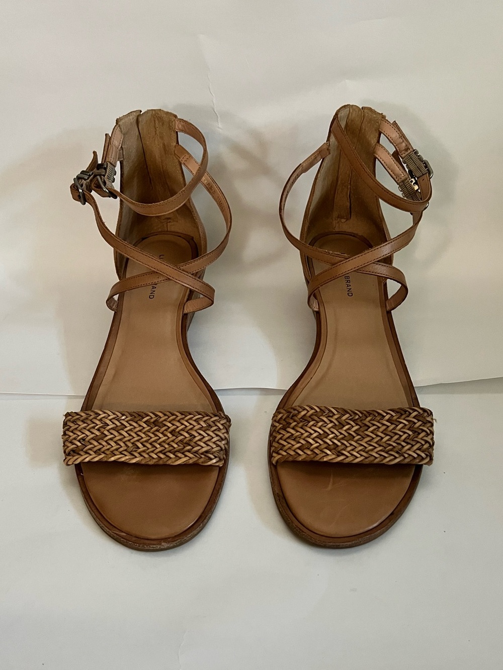 Lucky Brand Tan Braided Ankle Strap Sandals